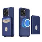 For iPhone 15 Pro Max 2-in-1 Magnetic Wallet MagSafe Leather Back Phone Case(Blue) - 2