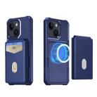 For iPhone 15 Plus 2-in-1 Magnetic Wallet MagSafe Leather Back Phone Case(Blue) - 2