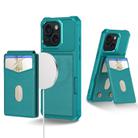 For iPhone 14 2-in-1 Magnetic Wallet MagSafe Leather Back Phone Case(Green) - 1