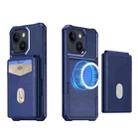 For iPhone 14 Plus 2-in-1 Magnetic Wallet MagSafe Leather Back Phone Case(Blue) - 2