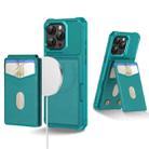 For iPhone 12 Pro Max 2-in-1 Magnetic Wallet MagSafe Leather Back Phone Case(Green) - 1