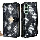 For Infinix Hot 50 5G Crossbody Handle Snake Texture Leather Phone Case(Black) - 1