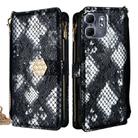 For Infinix Hot 50i 4G Crossbody Handle Snake Texture Leather Phone Case(Black) - 1