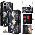 For Infinix Note 50 4G Crossbody Handle Snake Texture Leather Phone Case(Black) - 1