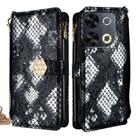 For itel P65 Crossbody Handle Snake Texture Leather Phone Case(Black) - 1