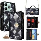 For itel A90 4G Crossbody Handle Snake Texture Leather Phone Case(Black) - 1