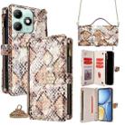 For itel A90 4G Crossbody Handle Snake Texture Leather Phone Case(White) - 1