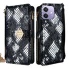 For OPPO A3x 5G India Crossbody Handle Snake Texture Leather Phone Case(Black) - 1