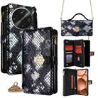 For OPPO Find X8 Ultra 5G Crossbody Handle Snake Texture Leather Phone Case(Black) - 1