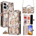 For Realme 14 5G Global Crossbody Handle Snake Texture Leather Phone Case(White) - 1