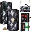 For Realme C71 4G Crossbody Handle Snake Texture Leather Phone Case(Black) - 1