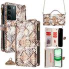 For Realme C71 4G Crossbody Handle Snake Texture Leather Phone Case(White) - 1