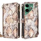 For Tecno Pova 6 Neo 4G Crossbody Handle Snake Texture Leather Phone Case(White) - 1