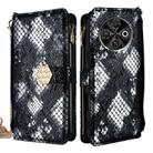 For Tecno Spark 30C 4G Crossbody Handle Snake Texture Leather Phone Case(Black) - 1