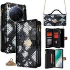For Tecno Camon 40 Premier 5G Crossbody Handle Snake Texture Leather Phone Case(Black) - 1