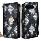 For Google Pixel 9 Pro XL Crossbody Handle Snake Texture Leather Phone Case(Black) - 1