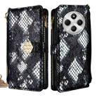 For Redmi 14C 4G Crossbody Handle Snake Texture Leather Phone Case(Black) - 1