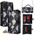 For Redmi A5 4G 171.7mm Crossbody Handle Snake Texture Leather Phone Case(Black) - 1