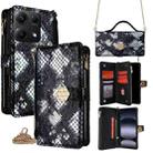 For Redmi Note 14S 4G Crossbody Handle Snake Texture Leather Phone Case(Black) - 1