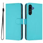 For Samsung Galaxy F16 5G Global Skin Feel Solid Color Leather Phone Case with Lanyard(Lake Blue) - 2