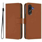 For Samsung Galaxy M56 5G Skin Feel Solid Color Leather Phone Case with Lanyard(Brown) - 2
