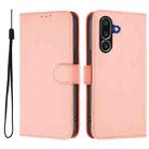 For Samsung Galaxy M56 5G Skin Feel Solid Color Leather Phone Case with Lanyard(Pink) - 2
