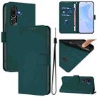 For Samsung Galaxy M56 5G Skin Feel Solid Color Leather Phone Case with Lanyard(Dark Green) - 1