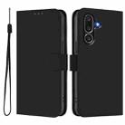 For Samsung Galaxy M56 5G Skin Feel Solid Color Leather Phone Case with Lanyard(Black) - 2