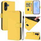 For Samsung Galaxy M56 5G Skin Feel Solid Color Leather Phone Case with Lanyard(Lemon Yellow) - 1
