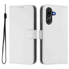 For Samsung Galaxy M56 5G Skin Feel Solid Color Leather Phone Case with Lanyard(White) - 2
