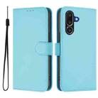 For Samsung Galaxy M56 5G Skin Feel Solid Color Leather Phone Case with Lanyard(Sky Blue) - 2