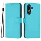 For Samsung Galaxy M56 5G Skin Feel Solid Color Leather Phone Case with Lanyard(Lake Blue) - 2