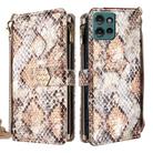 For Motorola Edge 50 5G Crossbody Handle Snake Texture Leather Phone Case(White) - 1