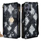 For Motorola Edge 50 Neo Crossbody Handle Snake Texture Leather Phone Case(Black) - 1