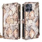 For Motorola Edge 50 Neo Crossbody Handle Snake Texture Leather Phone Case(White) - 1