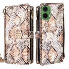 For Motorola Moto G35 5G Crossbody Handle Snake Texture Leather Phone Case(White) - 1