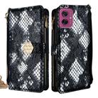 For Motorola Moto G55 5G Crossbody Handle Snake Texture Leather Phone Case(Black) - 1