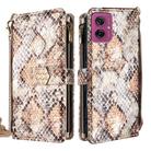For Motorola Moto G55 5G Crossbody Handle Snake Texture Leather Phone Case(White) - 1