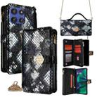 For Motorola Moto G Stylus 5G 2025 Crossbody Handle Snake Texture Leather Phone Case(Black) - 1