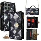 For Motorola Edge 60 Pro 5G Crossbody Handle Snake Texture Leather Phone Case(Black) - 1