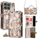 For Motorola Edge 60 Pro 5G Crossbody Handle Snake Texture Leather Phone Case(White) - 1