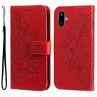 For Samsung Galaxy F06 5G / M06 5G Seven-petal Flowers Embossing Leather Phone Case(Red) - 1