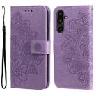For Samsung Galaxy F16 5G / M16 5G Seven-petal Flowers Embossing Leather Phone Case(Light Purple) - 1