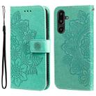 For Samsung Galaxy F16 5G / M16 5G Seven-petal Flowers Embossing Leather Phone Case(Green) - 1