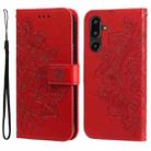 For Samsung Galaxy F16 5G / M16 5G Seven-petal Flowers Embossing Leather Phone Case(Red) - 1