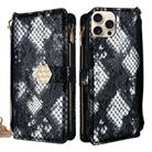 For iPhone 14 Pro Crossbody Handle Snake Texture Leather Phone Case(Black) - 1
