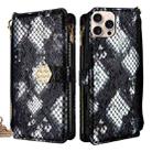 For iPhone 15 Pro Crossbody Handle Snake Texture Leather Phone Case(Black) - 1