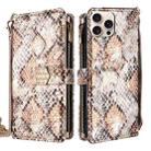 For iPhone 15 Pro Crossbody Handle Snake Texture Leather Phone Case(White) - 1
