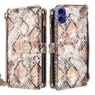 For iPhone 16 Crossbody Handle Snake Texture Leather Phone Case(White) - 1