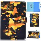 For Samsung Galaxy Tab S7 T870 Colored Drawing Horizontal Flip Leather Case with Holder & Card Slots & Pen Slot & Sleep / Wake-up Function(Gold Butterfly) - 1